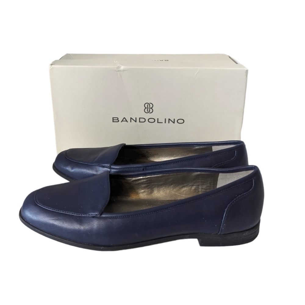 Bandolino Blue Faux Leather Round Toe Slip On Coby Loafers Shoes Size 9